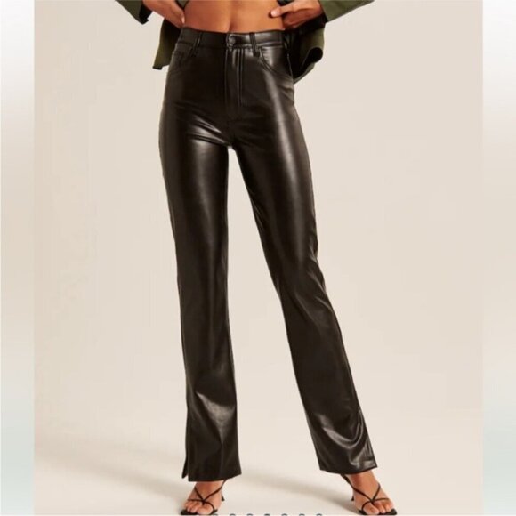 Abercrombie & Fitch Pants - Abercrombie & Fitch The 90's Straight Ulta High Rise Faux Leather Pants 6